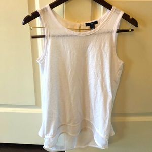 White tank with chiffon bottom and back